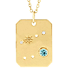 14k Yelllow Gold Cancer Constellation Necklace With Aquamarine and Diamonds