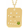14k Yelllow Gold Gemini Constellation Necklace With Peridot and Diamonds