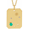 14k Yelllow Gold Libra Constellation Necklace With Chrysoprase and Diamonds