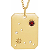 14k Yelllow Gold Pisces Constellation Necklace With Garnet and Diamonds