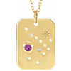 14k Yelllow Gold Sagittarius Constellation Necklace With Amethyst and Diamonds
