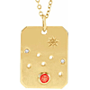 14k Yelllow Gold Taurus Constellation Necklace With Fire Opal and Diamonds