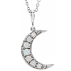 14k White Gold Opal Crescent Moon Necklace