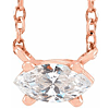 14k Rose Gold 1/4 ct Marquise-cut Diamond Solitaire Necklace