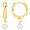 14k Yellow Gold Cultured Seed Pearl Dangle Hoop Earrings