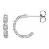14k White Gold .04 CTW Diamond Chain Link Huggie Hoop Earrings