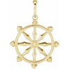 14k Yellow Gold Dharmachakra Wheel Pendant