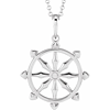 14k White Gold Dharmachakra Wheel Necklace