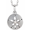 14k White Gold .02 ct Diamond Sand Dollar Necklace