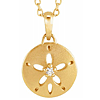 14k Yellow Gold .02 ct Diamond Sand Dollar Necklace