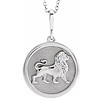 14k White Gold .02 ct tw Diamond Lion Necklace