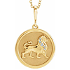 14k Yellow Gold .02 ct tw Diamond Lion Necklace