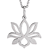 14K White Gold Small Lotus Flower Necklace