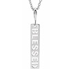 14k White Gold Blessed Bar Necklace