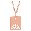 14k Rose Gold Cut-out Lotus Dog Tag Necklace