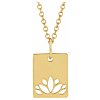 14k Yellow Gold Cut-out Lotus Dog Tag Necklace