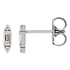 14k White Gold 0.1 ct tw Baguette and Round Diamond Post Earrings
