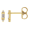 14k Yellow Gold 0.1 ct tw Baguette and Round Diamond Post Earrings