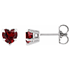14k White Gold 5mm Garnet Heart Stud Earrings 