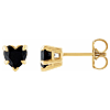 14k Yellow Gold 5mm Black Onyx Heart Stud Earrings 