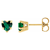 14k Yellow Gold 5mm Lab Created Emerald Heart Stud Earrings 