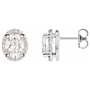 14k White Gold 0.5 ct Oval Diamond Halo Earrings