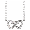14k White Gold .05 ct tw Diamond Interlocking Hearts Necklace