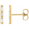 14k Yellow Gold 1/8 ct tw Diamond Baguette Three-Stone Bar Earrings