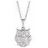 14k White Gold Owl Necklace