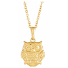 14k Yellow Gold Owl Necklace