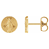 14k Yellow Gold Tiny Miraculous Medal Earrings