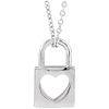 14k White Gold Cutout Heart Lock Necklace