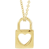 14k Yellow Gold Cutout Heart Lock Necklace
