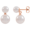 14k Rose Gold White Akoya Cultured Pearl Stud and Drop Earrings