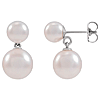 14k White Gold White Akoya Cultured Pearl Stud and Drop Earrings
