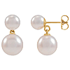 14k Yellow Gold White Akoya Cultured Pearl Stud and Drop Earrings