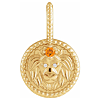 14k Yellow Gold Leo Zodiac Citrine and Diamond Round Pendant 1/2in