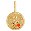 14k Yellow Gold Taurus Zodiac Mexican Fire Opal and Diamond Round Pendant 1/2in
