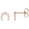 14k Rose Gold 1/6 ct tw Diamond Horseshoe Earrings