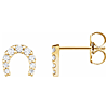 14k Yellow Gold 1/6 ct tw Diamond Horseshoe Earrings