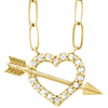 14k Yellow Gold 1/8 ct tw Diamond Heart and Arrow Necklace