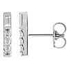 14k White Gold 0.20 ct tw Baguette and Round Diamond Bar Earrings