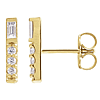14k Yellow Gold 0.20 ct tw Baguette and Round Diamond Bar Earrings