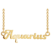 14k Yellow Gold Aquarius Nameplate Zodiac Necklace