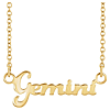14k Yellow Gold Gemini Nameplate Zodiac Necklace