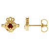 14k Yellow Gold Mozambique Garnet Claddagh Earrings
