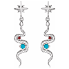 14k White Gold Turquoise and Ruby Snake Earrings