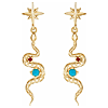 14k Yellow Gold Turquoise and Ruby Snake Earrings