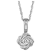 14k White Gold 1/6 ct Diamond Solitaire Love Knot Necklace