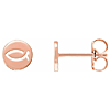 14k Rose Gold Round Ichthus Fish Earrings With Cut-out Design